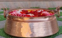 Bol de pédicure de spa écologique en cuivre rond professionnel avec décor de fleurs pour salon à domicile et spa