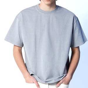 เสื้อยืดโอเวอร์ไซส์เปิดไหล่ทำจากผ้าฝ้ายเทอร์รี่สำหรับผู้ชายเสื้อผ้าลำลองน้ำหนักเบาออกแบบโลโก้100% ได้ตามต้องการสำหรับฤดูร้อน - Product Image 1