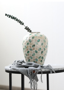 Juego de 2 floreros de nácar de Estilo Vintage | Jarrón hecho a mano Jacinto de agua para el hogar, hotel, regalo de Navidad - Product Image 6