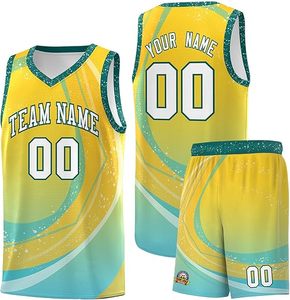 Camiseta de baloncesto para Niños Jóvenes con sublimación Reversible barata, ropa con pantalones cortos, conjunto de dos lados de doble cara, camiseta de baloncesto Turquesa - Product Image 1
