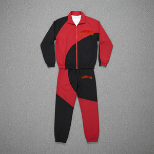 Ensemble de jogging en nylon et polyester Ensemble 2 pièces Veste et pantalon de survêtement en nylon zippés patchwork Survêtements en nylon personnalisés pour hommes - Product Image 1