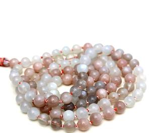 Collar de Cuentas Mala de Piedra Lunar Natural de Todos los Colores, 108 Cuentas Anudadas, Hecho a Mano, Estilo Bohemio Indio, Unisex, Certificado por Terceros - Product Image 6