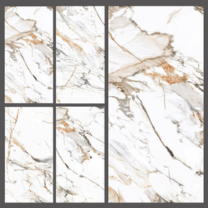 Azulejos de porcelana Statuario Premium de 60x120 cm, acabado brillante, diseño italiano de lujo con aspecto de mármol blanco para uso en exteriores y villas - Product Image 2