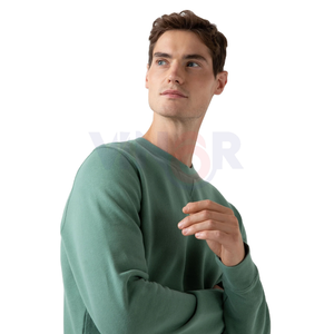 Suéter de algodón 100% de alta calidad para hombre, venta al por mayor, tamaño personalizado, cuello redondo, sólido, invierno, recortado en blanco, para hombre - Product Image 5