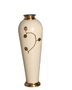 Florero decorativo de Metal y aluminio para el hogar, florero elegante y moderno, Color blanco y dorado, con personalización - Product Image 1