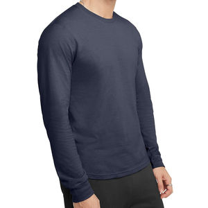 Precio al por mayor de los hombres de manga larga Camiseta de gimnasio de secado rápido transpirable 100% algodón Slim Fit con mangas completas Running Sport Shirts - Product Image 5