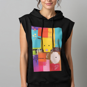 Women Graphic Print Sleeveless Hoodie Loose Fit <b>Gym</b> Running Sleeveless Tops Custom Skull Sublimation Sleeveless Hoodie <b>Ladies</b> - Product Image 1