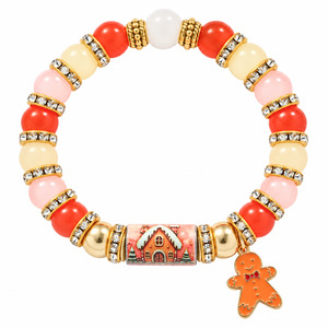 Pulsera elástica con cuentas navideñas, joyería unisex con dije de bastón de caramelo, pulsera de regalo navideño con caja de regalo de Navidad para hombres y mujeres - Product Image 5