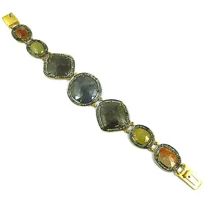 Bracelet en pierres naturelles plaqué or pour femmes, coupe ovale, bijoux cadeau - Product Image 2