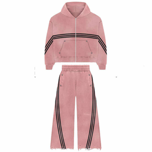 Conjunto de chándal atlético para correr de algodón 100% para mujer, chándal cómodo de 2 piezas con técnicas impresas para deportes de invierno - Product Image 5