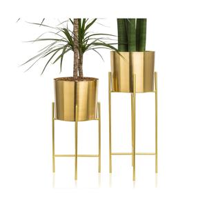 Jardinière en métal doré, décoration de pépinière, pot de fleurs en métal, nouveau style, jardinière arrondie - Product Image 5