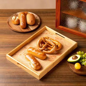 Bandeja Decorativa Rectangular de Madera para Desayuno, Cena, Comida, Sofá, Fiestas, Bandeja de Servicio Natural de Crescent Crafts - Product Image 3