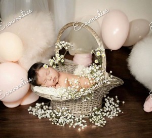 Vintage Wood Newborn <b>Weaving</b> <b>Basket</b> Creative Baby Bed Photography Container for Modeling and Props for Bedroom Photoshoots - Product Image 1