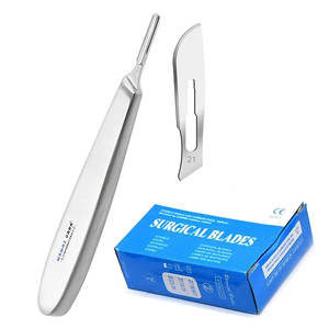 <b>Scalpel</b> Handle #8 Stainless Steel with 100 <b>Scalpel</b> <b>Blades</b> #24 Carbon Steel Individually Packed Replacement <b>Blades</b> - Product Image 1