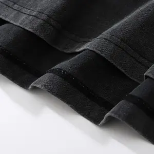 เสื้อยืดวินเทจแบบสตรีทแวร์แห้งเร็วเสื้อยืดซักกรดสีดำระบายอากาศได้ดี - Product Image 6