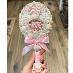 กระจกเปลือกหอยเขตร้อนสำหรับกระเป๋าหรือกระเป๋าเดินทางเหมาะสำหรับการแต่งหน้าแบบสัมผัสกล่องของขวัญชายหาดและอุปกรณ์ในช่วงฤดูร้อน - Product Image 3