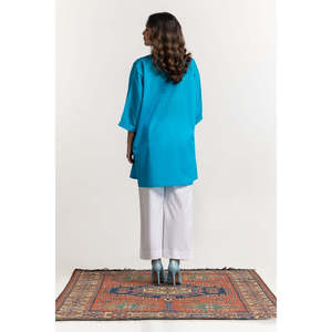 Túnica Teñida Dobby KJ-43242 100% Lino Transpirable de Cintura Media con Pantalones Anchos y Decoración de Botones - Product Image 5