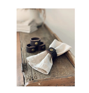 Anillo de servilleta de cuero hecho a mano para decoración de mesa de cena, banquete de boda, artículos de fiesta y diseño de botón - Product Image 2