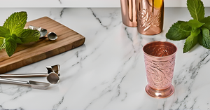 Fabriqué à la main Beautyfull en relief cuivre métal tasses en verre menthe Julep tasse verres accessoires - Product Image 2