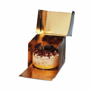 Boîte à gâteau personnalisée Mini SAVOIR 4 points, carrée, en carton recyclé, épaisseur 2 cm, finition mate - Product Image 2