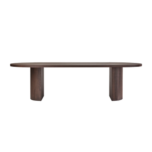 Table à manger de restaurant moderne de style européen en bois fini noyer avec pied en bois Anton - Product Image 1