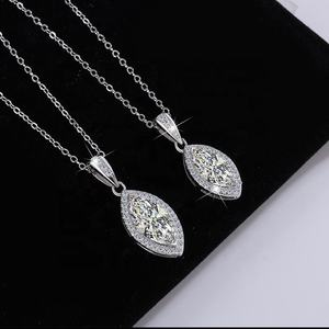 Collar con Colgante de Ojo de Caballo de Plata de Ley 925 con Diseño de Halo y Moissanita Marquise VVS de 2 Quilates, Joyas de Perla Negra, Moderno y Exquisito - Product Image 6