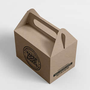 Boîte à gâteaux en papier kraft avec logo personnalisé imprimé en gros, emballage alimentaire, boîte en carton avec poignée, boîte à lunch pour hamburger imprimée - Product Image 6