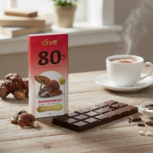 Vive ImmunoLux Sugar-Free 80% Dark <b>Chocolate</b> Bar with Tiger's Milk Mushroom & Reishi 55g Bulk - Product Image 4