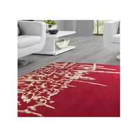 Tapis indien moderne en laine et viscose tufté à la main, motif graffiti laqué, résistant aux taches, à poils moyens et rembourré