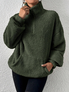 Sweat-shirt à capuche en molleton de couleur unie pour femmes personnalisées, sweat-shirt en polaire épais et chaud pour dames - Product Image 3