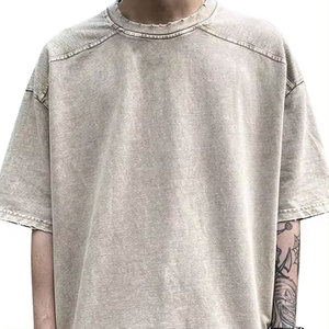 Camiseta lavada con ácido de algodón 100% para hombre, diseño de logotipo personalizado, hombro caído de gran tamaño de alta calidad para un ambiente informal genial - Product Image 1