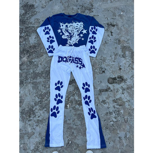 Wholesale Custom High Quality Men's Loose Oversized Blank Distressed Acid Wash <b>Waffle</b> Knit Double Layer Long Sleeve T-<b>shirt</b> - Product Image 2