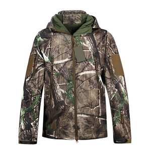 Veste tactique de chasse en plein air pour homme, imperméable, respirante, en softshell camouflage, avec capuche amovible, 65% polyester, 35% coton - Product Image 3