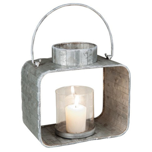 Galvanized Metal Candle <b>Lantern</b> with Woven Wire .. - Product Image 6