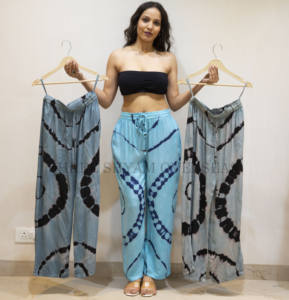 Rayon Tie-Dye Beach Pant Dress pour femmes un style libre d'esprit avec poche parfait pour les vacances porter un pantalon d'été ample - Product Image 4