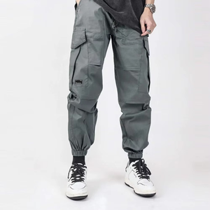 Tela suave de algodón de alta calidad personalizado Color sólido hombres Cargo último diseño hombres cordón cintura Cargo pantalón Multi bolsillos - Product Image 5