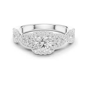 Anillo de Compromiso con Halo de Diamantes de Laboratorio Redondos Brillantes de 1.22 CT, Claridad VVS-VS EF, Oro de 18K, 14K, 10K y Plata 925, Color Rosa - Product Image 1