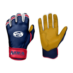 Guantes de Bateo de Cuero Negro/Blanco de Marca Personalizada, Acolchados, con Cierre de Hebilla Ambidiestra, Tejido de Punto para Uso en Béisbol para Adultos - Product Image 1