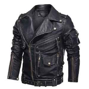 เสื้อโค้ทหนังแท้สำหรับผู้ชายไซส์ใหญ่พิเศษสำหรับผู้ชายเสื้อแจ็คเก็ตนักบินหนัง PU กันลมออกแบบได้ตามต้องการ - Product Image 4