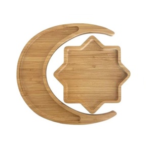 Moon Design Wooden Eid Mubarak Tray Handicraft Metal <b>Desk</b> Organizer for Ramadan Food Display Elegant Wood Decoration for Party - Product Image 6