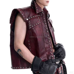 Veste en cuir à rivets de style industriel personnalisé, pantalon en cuir de style punk pour moto, costume pour homme, OEM & ODM - Product Image 4