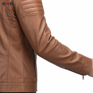 Chaqueta de Motociclista de Invierno para Hombre, Personalizada, de Cuero Vacuno Marrón de Alta Calidad, con Decoración Bordada, Estilo Racer Bomber, Impermeable y Resistente al Viento - Product Image 3