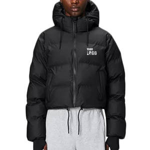 Chaqueta de invierno de ganso pesado personalizable, transpirable, impermeable, recortada, corta, acolchada, de lona frontal, con cremallera, de talla grande, con revestimiento alto - Product Image 4