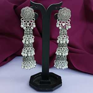 Joyería oxidada Antigua India, capa Floral colgante grande para boda, pendientes Jhumka nupciales, joyería mayorista india para mujer - Product Image 2