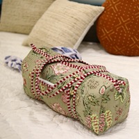 Sac de voyage sportif et décontracté en coton floral gris léger de luxe, écologique, durable et grande capacité