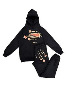 Survêtement à capuche imprimé numérique 100% coton pour hommes survêtement Hip Hop léger à séchage rapide en noir pour l'hiver - Product Image 1