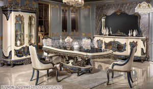 Ensemble de table à manger à l'aspect français polonais argenté superbe ensemble de table à manger 8 places sculpté lourd victorien ensemble de salle à manger sculpté lourd - Product Image 2