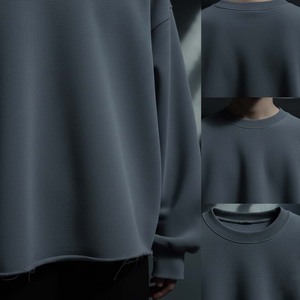 Pull-over d'hiver en molleton 100% coton, gris ardoise, coupe ample, manches exagérées, style minimaliste streetwear, sur mesure haut de gamme pour homme - Product Image 4