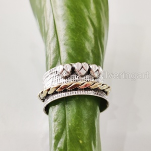 Infinity Spinner Band Bague de méditation Bague de pouce pour femme en argent sterling 925 Fidget Bijoux faits à la main Bague Spinner pour homme de Noël - Product Image 3