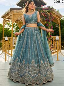Purple Beads, Zari, Zardozi and <b>Sequins</b> work Crop <b>Top</b> Designer Bridal Lehenga with Belt - Product Image 2